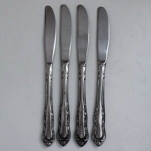 Utica Patrician Four (4) Dinner Knives Stainless Flatware Korea Replacements